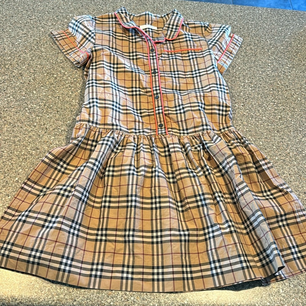 Burberry Kids Dress in Tan and Black Plaid